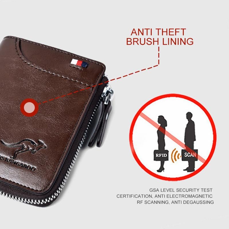 Men Wallet Zipper Purse ( RFID PROTECTED )